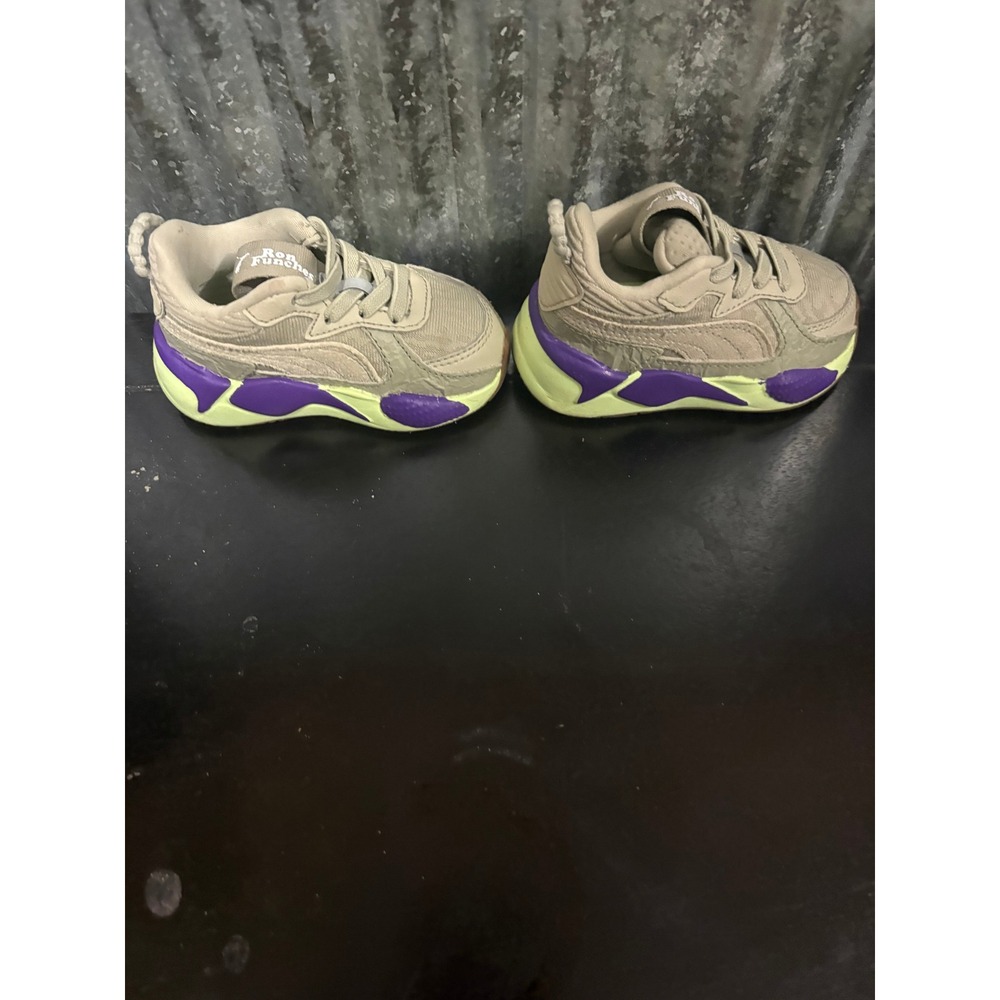 Puma RS-X Running Shoes Toddler Size 4 Green Purple Casual Sneakers - Picture 4 of 4